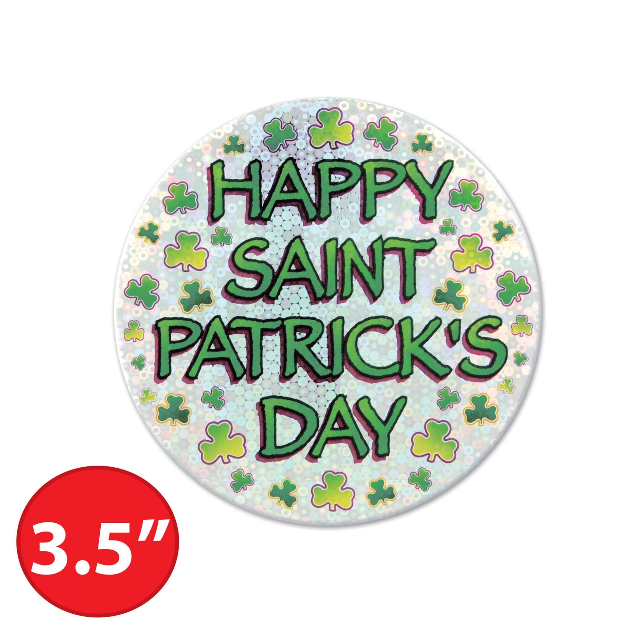 Beistle 3.5" Happy Saint Patrick's Day Buttons, 4ct.